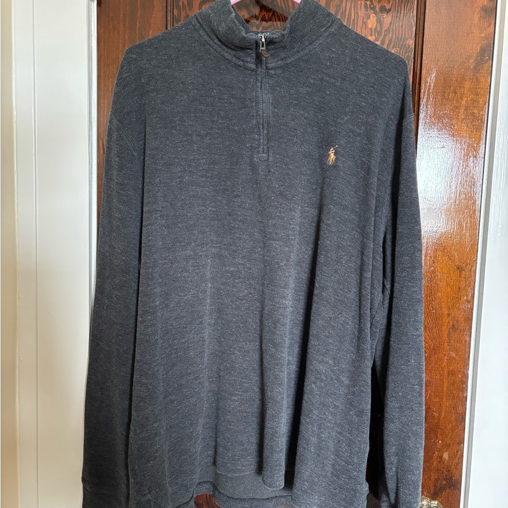 Polo Ralph Lauren Men's Charcoal Quarter Zip-Up Sweater